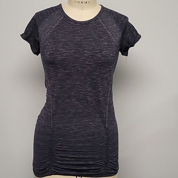 Athleta Fastest Track Black Gray Space Dye Tee Sz M - Picture 1 of 4